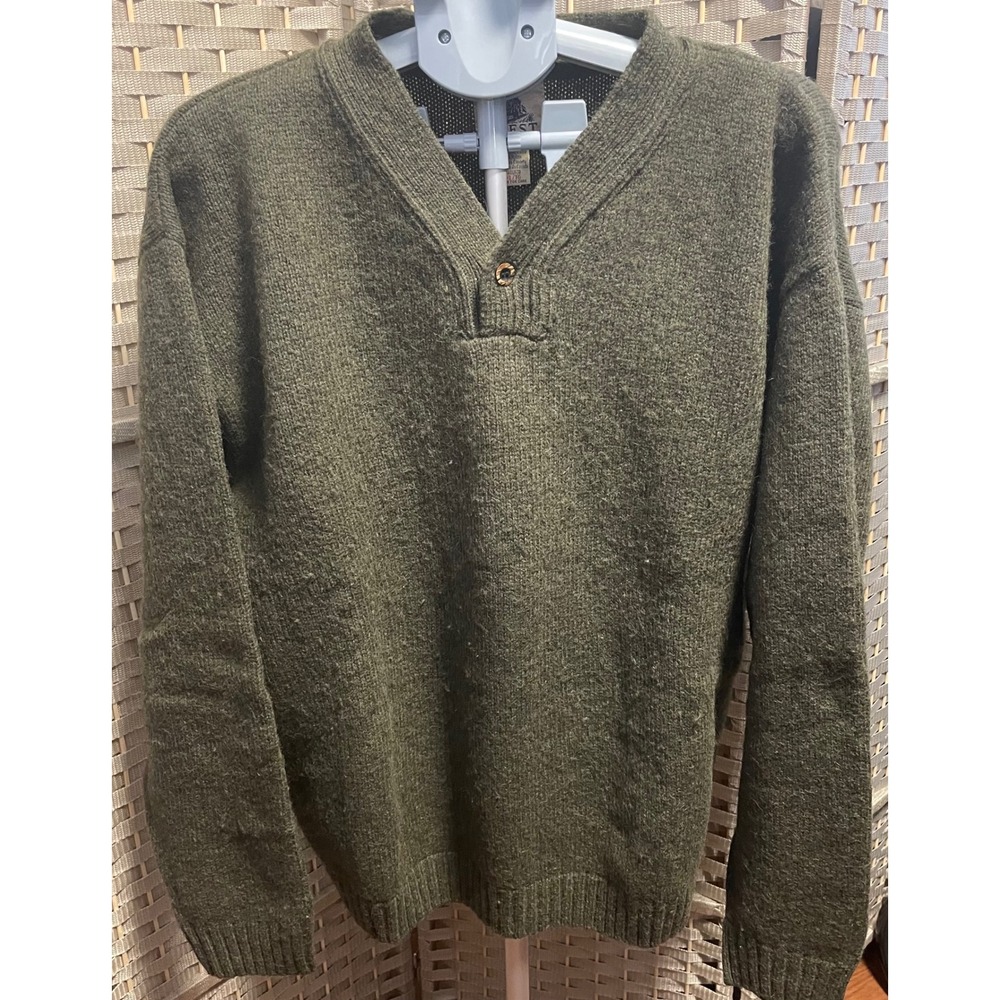 Vintage Mens Unlimited Quest Wool Blend Henley Sweater Green Size XL